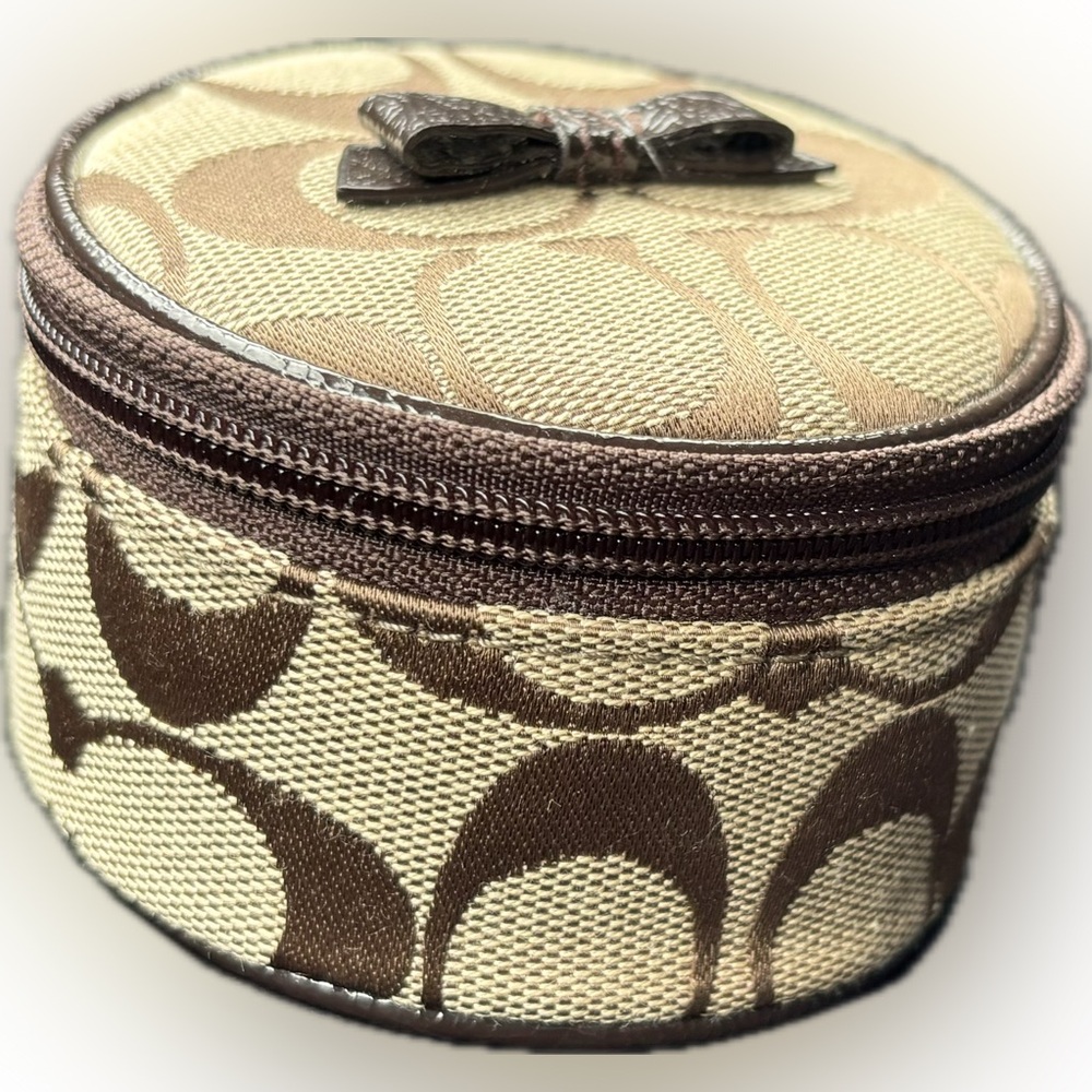 Coach Signature Print Travel Jewelry Case Brown/Tan